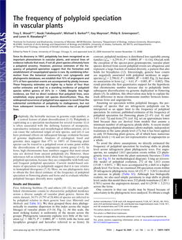 The Frequency of Polyploid Speciation in Vascular Plants