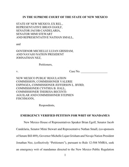 Emergency Verified Petition for Writ of Mandamus