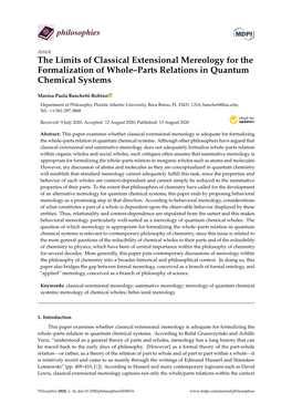 The Limits of Classical Extensional Mereology for the Formalization of Whole–Parts Relations in Quantum Chemical Systems