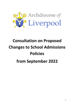 Consultation on Proposed Changes to School Admissions Policies from September 2022