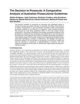 A Comparative Analysis of Australian Prosecutorial Guidelines