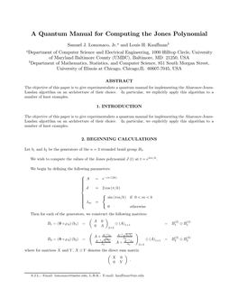 A Quantum Manual for Computing the Jones Polynomial