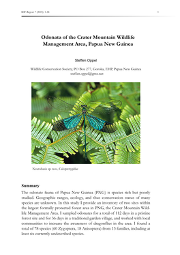Odonata of the Crater Mountain Wildlife Management Area, Papua New Guinea