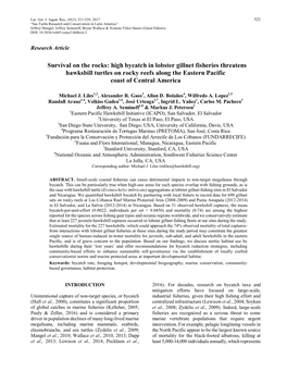 High Bycatch in Lobster Gillnet Fisheries Threatens Hawksbill Turtles on Rocky Reefs Along the Eastern Pacific Coast of Central America