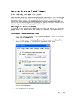 Internet Explorer 6 and 7 Users How and Why to Clear Your Cache