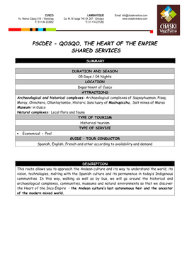 Pscde2 - Qosqo, the Heart of the Empire Shared Services