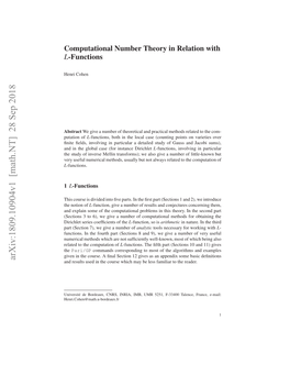 Computational Number Theory in Relation with L-Functions 3