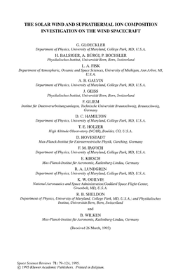 The Solar Wind and Suprathermal Ion Composition Investigation on the Wind Spacecraft