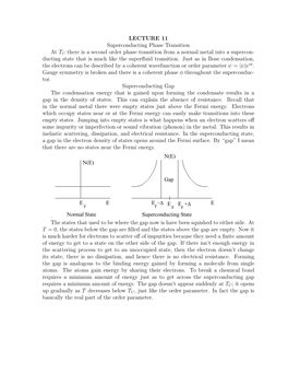 LECTURE 11 Superconducting Phase Transition at TC There Is a Second