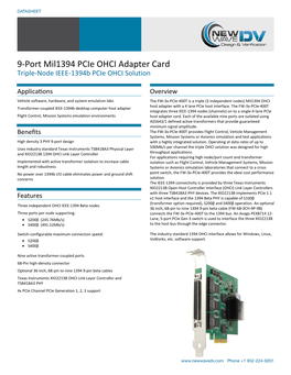 9-Port Mil1394 Pcie OHCI Adapter Card Triple-Node IEEE-1394B Pcie OHCI Solution