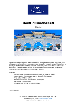 Taiwan: the Beautiful Island