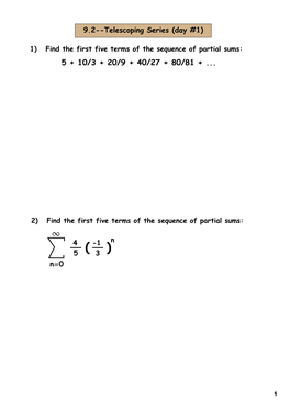 Telescoping Series (Day #1)