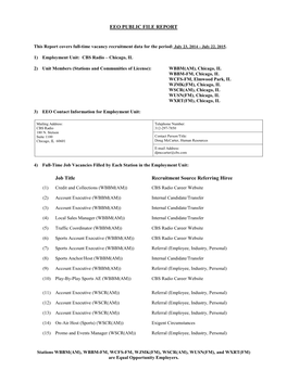 EEO PUBLIC FILE REPORT Job Title Recruitment Source Referring Hiree