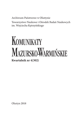 KOMUNIKATY MAZURSKO-WARMIŃSKIE Kwartalnik Nr 4(302)2(292)