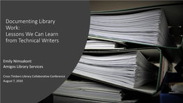 Documenting Library Work: Lessons We Can Learn from Technical Writers