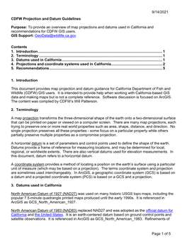 Projection and Datum Guidelines