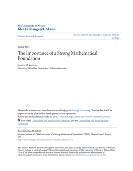 The Importance of a Strong Mathematical Foundation