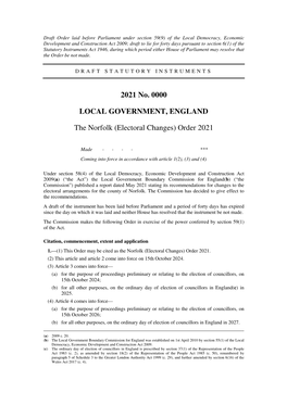 The Norfolk (Electoral Changes) Order 2021