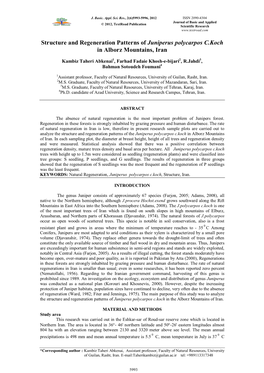 Structure and Regeneration Patterns of Juniperus Polycarpos C.Koch in Alborz Mountains, Iran