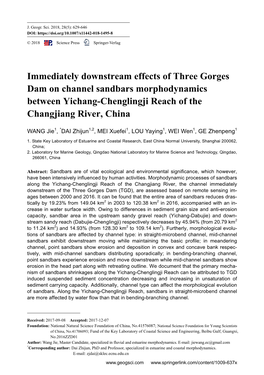 Immediately Downstream Effects of Three Gorges Dam on Channel Sandbars Morphodynamics Between Yichang-Chenglingji Reach of the Changjiang River, China