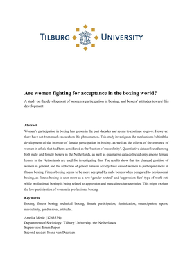 Are Women Fighting for Acceptance in the Boxing World? a Study on the Development of Women’S Participation in Boxing, and Boxers’ Attitudes Toward This Development