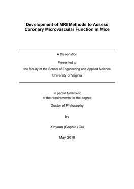 Development of MRI Methods to Assess Coronary Microvascular Function in Mice