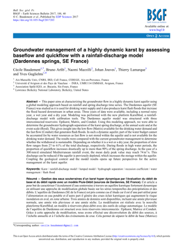 Groundwater Management of a Highly Dynamic Karst by Assessing Baseﬂow and Quickﬂow with a Rainfall-Discharge Model (Dardennes Springs, SE France)