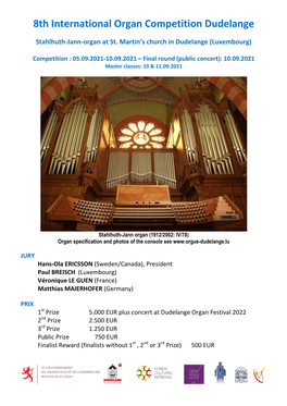 8Th International Organ Competition Dudelange