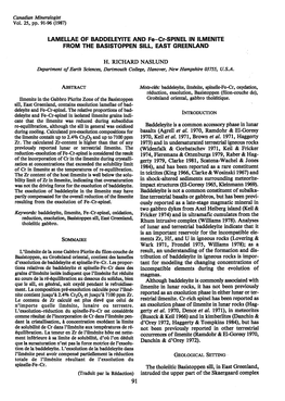 Solvntarnn LAMELLAE of BADDELEYITE and Fe-CI-SPINEL