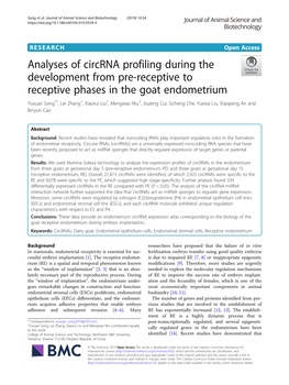 Analyses of Circrna Profiling During the Development from Pre-Receptive