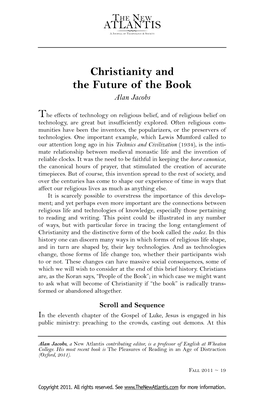 Christianity and the Future of the Book Alan Jacobs