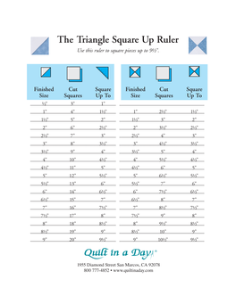 The Triangle Square up Ruler Use This Ruler to Square Pieces up to 9H"