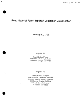 Routt National Forest Riparian Vegetation Classification