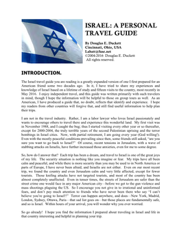 Israel Travel Guide You Are Reading Is a Greatly Expanded Version of One I First Prepared for an American Friend Some Two Decades Ago