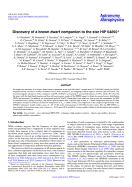 Discovery of a Brown Dwarf Companion to the Star HIP 64892? A