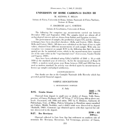 University of Rome Carbon-14 Dates Iii M