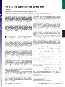 The Galactic Cosmic Ray Ionization Rate SPECIAL FEATURE