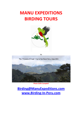 Manu Expeditions Birding Tours