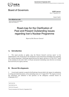 Road-Map for the Clarification of Past and Present Outstanding Issues Regarding Iran’S Nuclear Programme