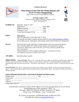 Duck Island Yacht Club One Design Regatta and JY15 CT State Championship Open to JY15, Laser, 420 and MC Scow Classes