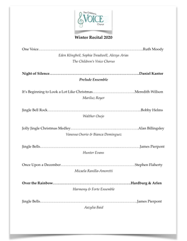 Winter Recital Program