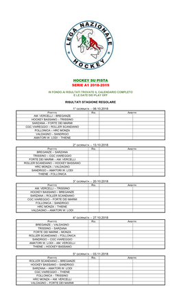 Designazioni Arbitri Hockey in Line