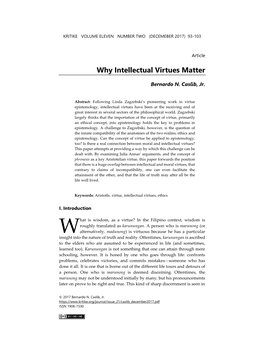 Why Intellectual Virtues Matter