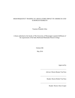 High Frequency Trading 101: Regulatory Impact in American and European Markets