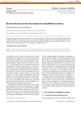 Recent Advances in the Iron-Catalyzed Cycloaddition Reactions