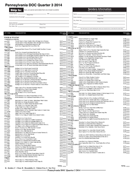 Pennsylvania DOC Quarter 3 2014 Master