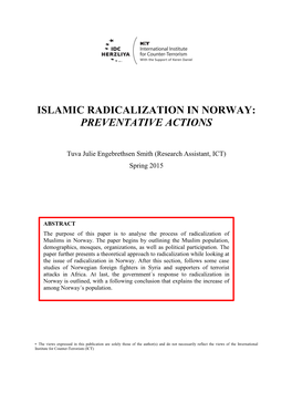 Islamic Radicalization in Norway: Preventative Actions