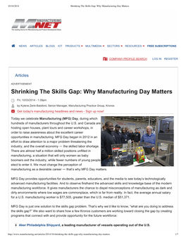 Shrinking the Skills Gap: Why Manufacturing Day Matters