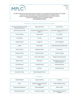 MPLC Producer List Is Broken Down Into Seven Genres for Your Programming Needs