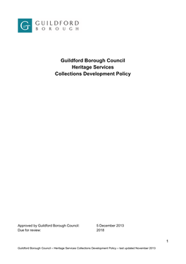 Heritage Collections Development Policy